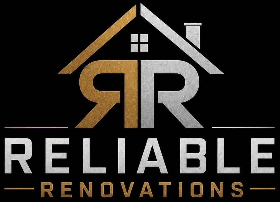 Reliable Renovations gold and silver house logo